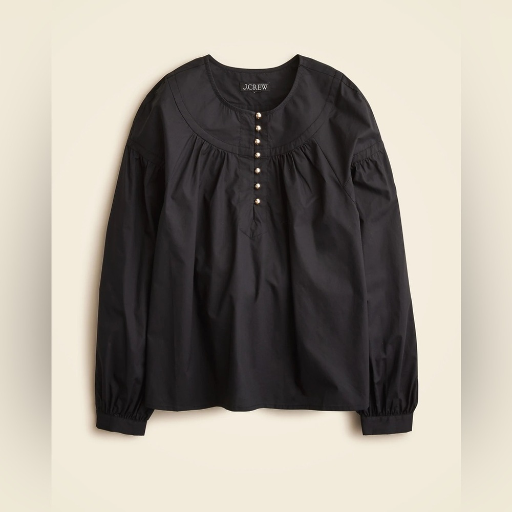 J.Crew Shirred popover top in cotton poplin CI522